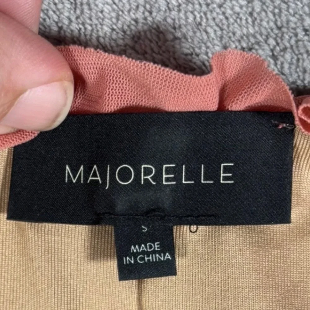 Majorelle Mini Jardin Dress Size S Pink‎ Ruched Mesh Lace Up Long Sleeve Bodycon - Picture 3 of 14